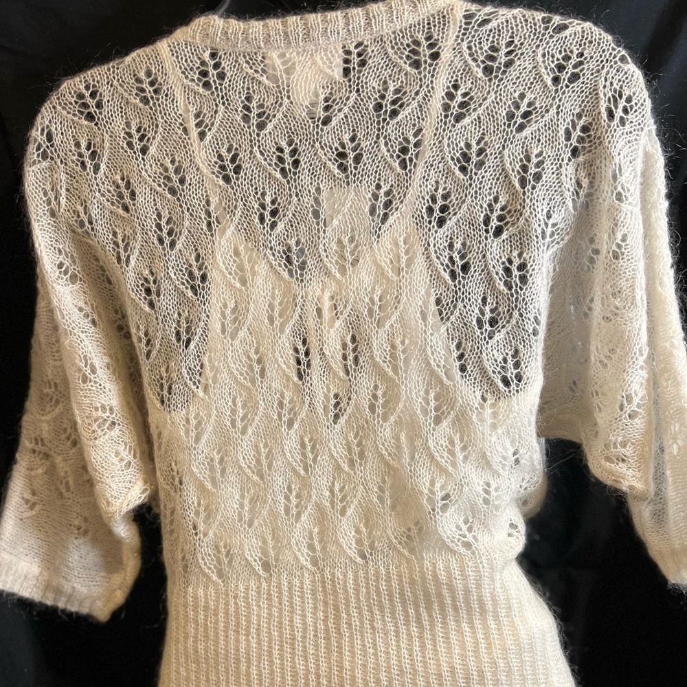 Ann Taylor LOFT XS Cream Laced Top Cardigan - Picture 4 of 6